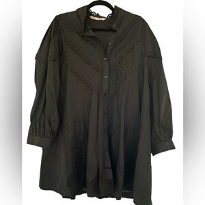 Zara black long sleeve button down dress size L